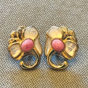 Kai Yin Lo KYLO Sterling Silver Vermeil MOP & Pink Stone Floral Earrings